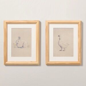 8"x10" Bunny and Duck Sketch Framed Wall Art 2pc - Hearth & Hand Magnolia